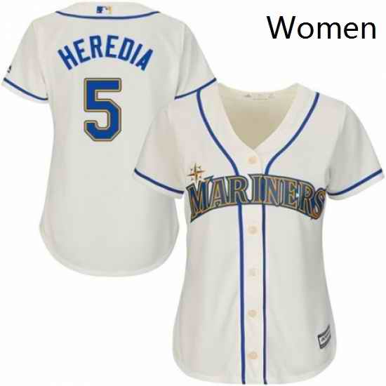 Womens Majestic Seattle Mariners 5 Guillermo Heredia Replica Cream Alternate Cool Base MLB Jersey